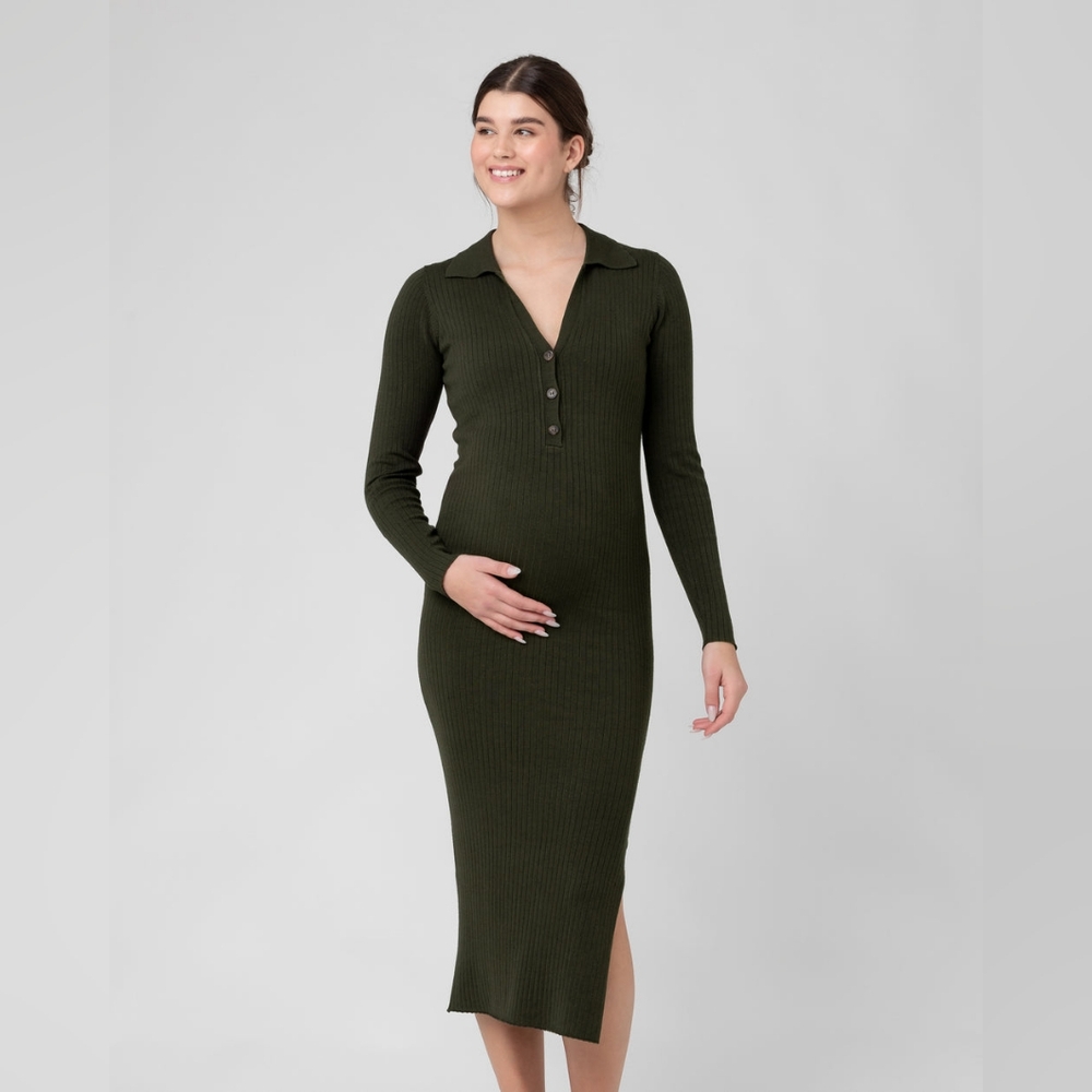 Ripe Maternity - Sammy Knit Polo Dress Ivy Nursing Friendly